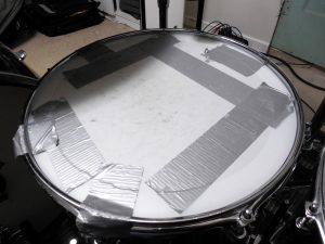 Drum head filled with gaffa taper