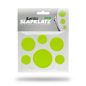 SlapKlatz PRO Refillz - baf style packaging shown with alien green drum dampeners inside