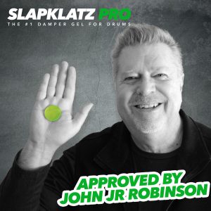 John JR Robinson - Slaplatz endorser showing a drum dampener in his hand