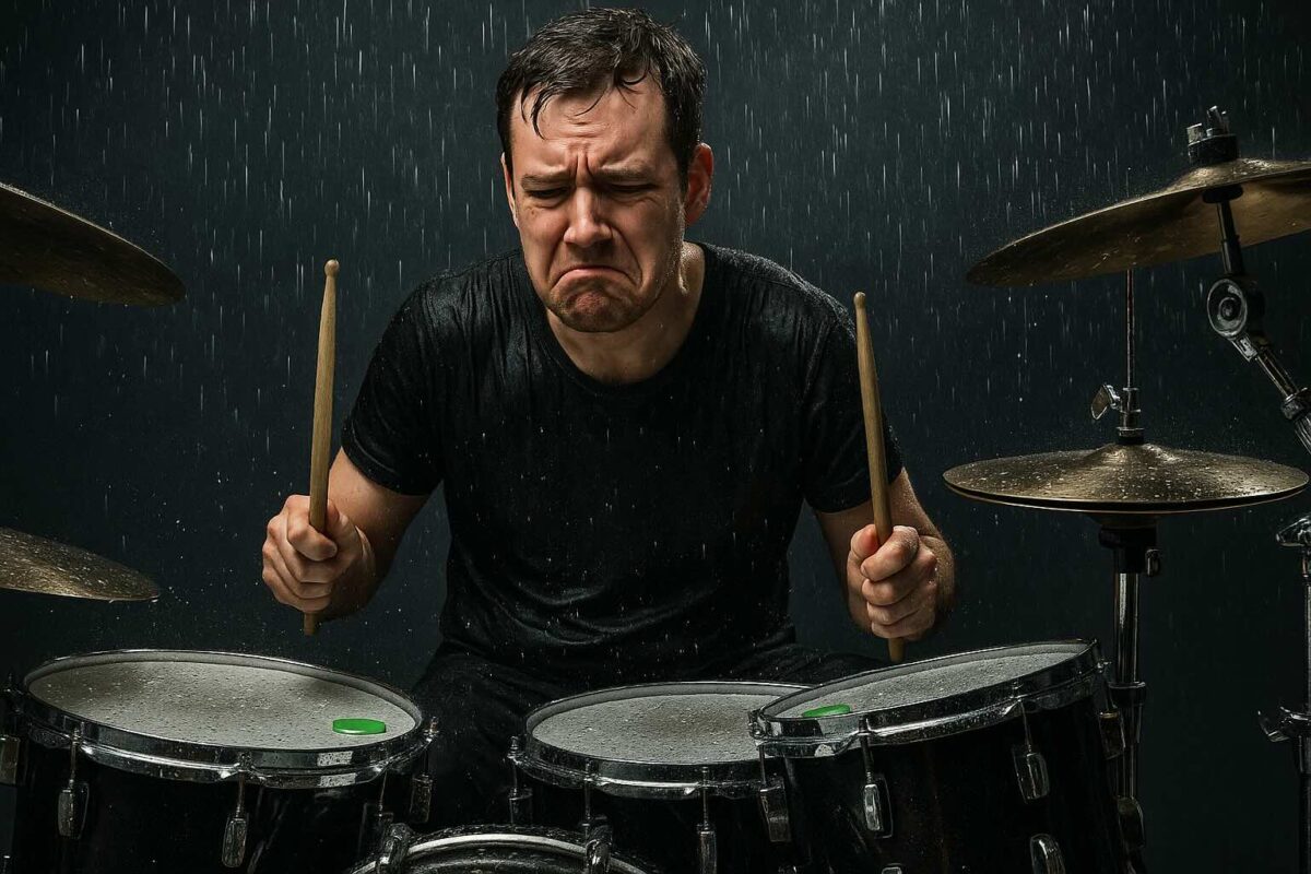 Wet drums and frustrated drummer